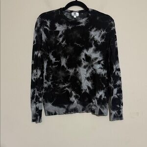 Yal Black and White Tie-Dye Long Sleeve Sweatshirt top pullover casual soft Y2K